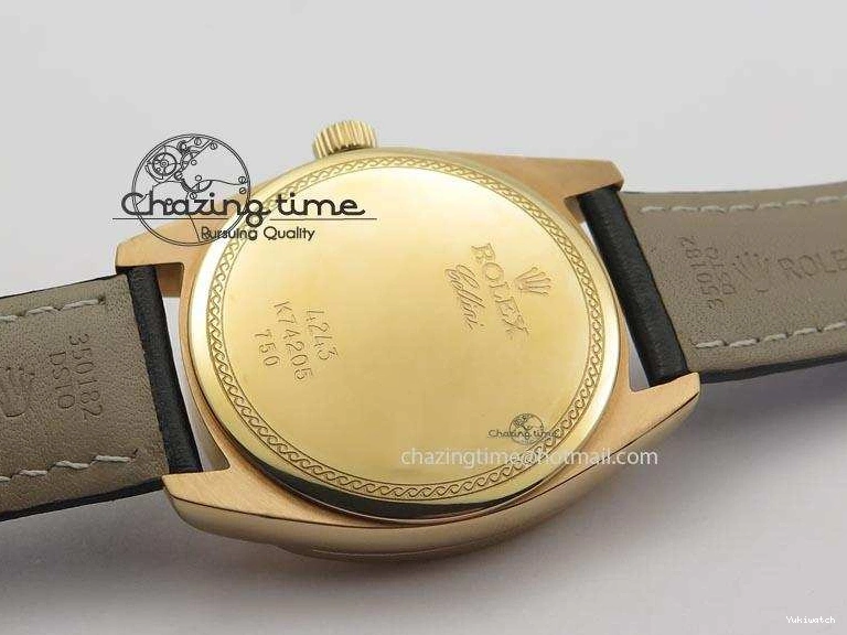 A2824 Cellini Markers Numeral Leather Date RG Rose Black Dial On Gold Strap 0721